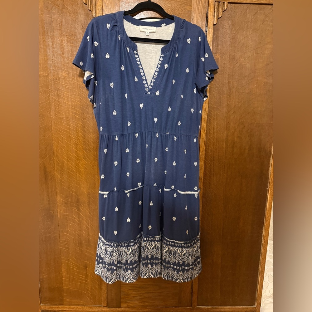 Lucky Brand Blue Patterned Women's Dress, 1X